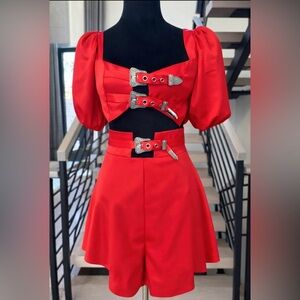 Bold Red Buckle Highwaist 2 piece set